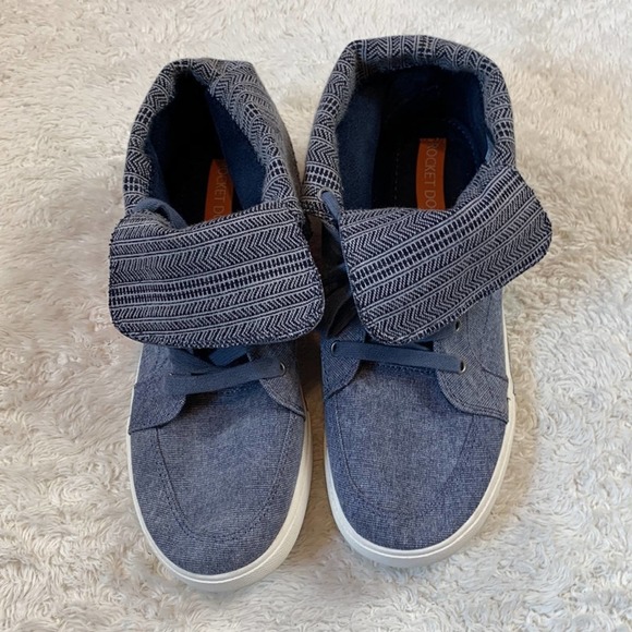 Rocket Dog Denim High Top fold over high low canvas denim sneakers, 10 - Picture 1 of 7